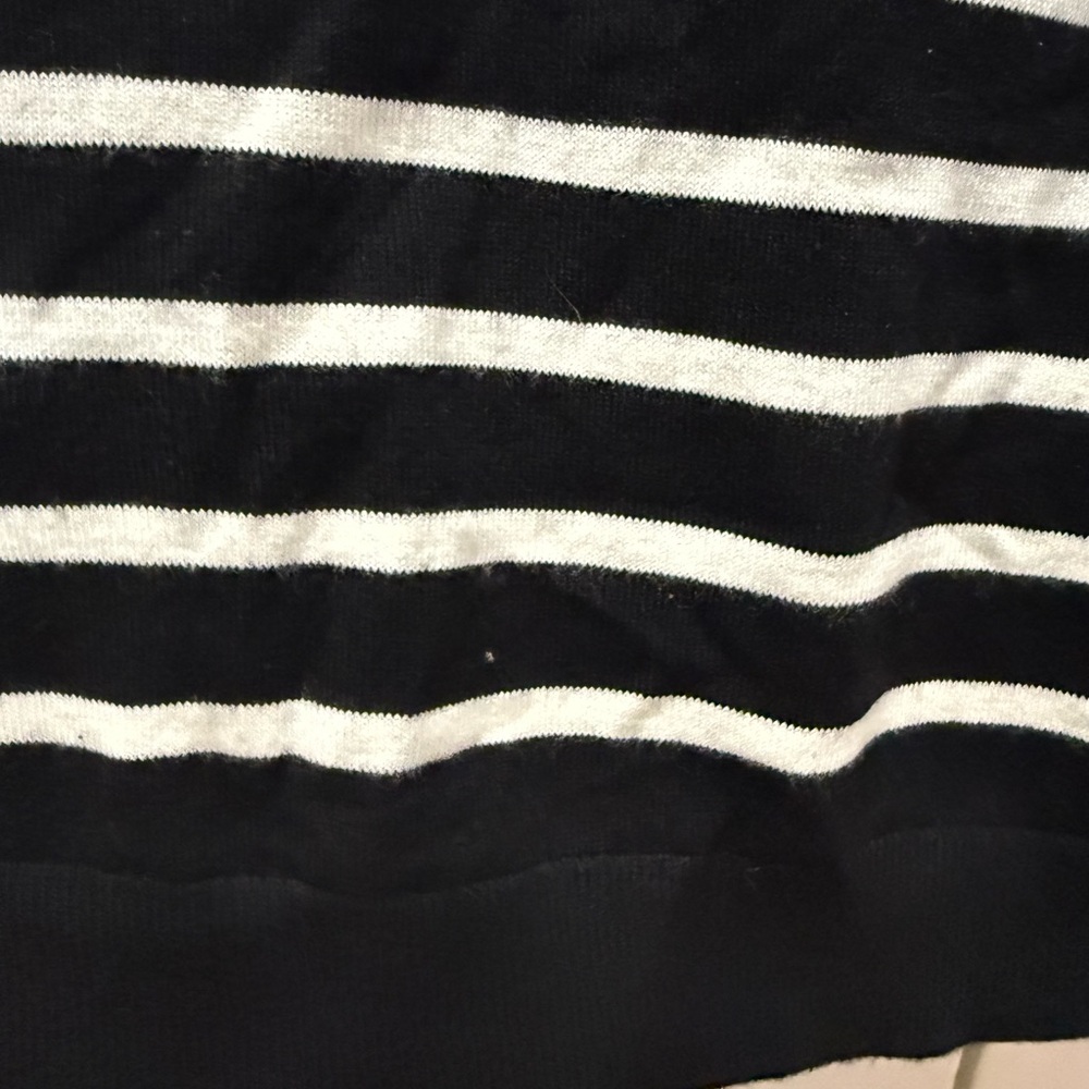 Talbots Black and White Striped Short Sleeve Knit Sweater Top Size Medium NWT - Picture 5 of 7